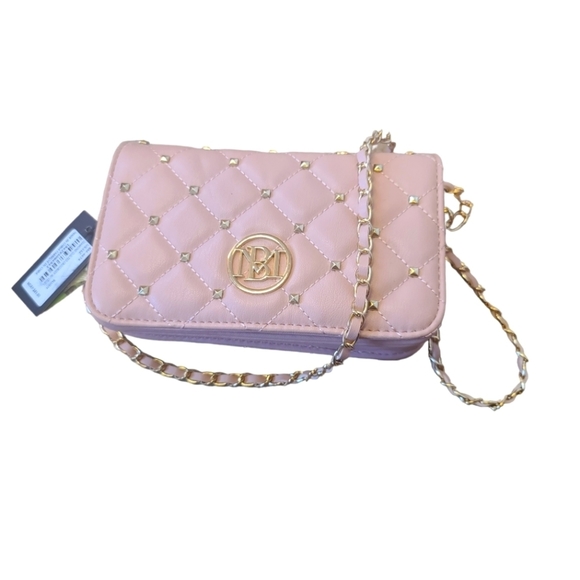 Badgley Mischka Diamond Quilted Blush Crossbody Bag Women's NWT - Picture 2 of 10